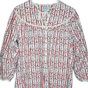Lanz of Salzburg By Eileen West Womens Flannel Floral Nightgown Size M Scandi